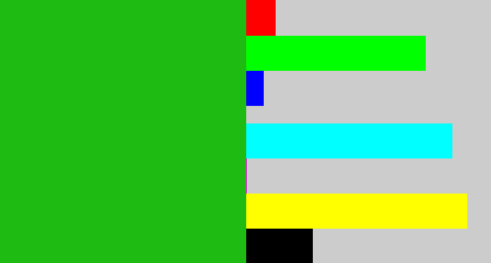 Hex color #1ebb12 - green