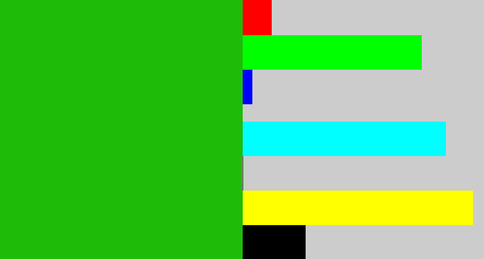 Hex color #1ebc09 - green