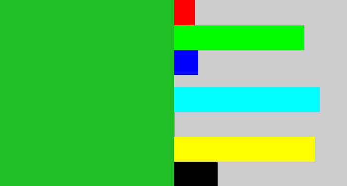 Hex color #1ebf24 - green