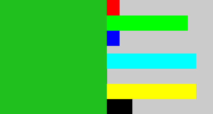 Hex color #1ec11e - green