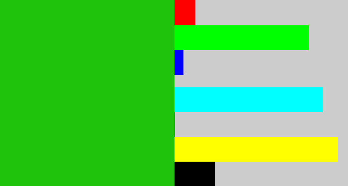 Hex color #1ec40c - green