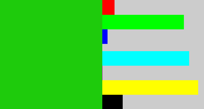 Hex color #1ecb0c - vibrant green