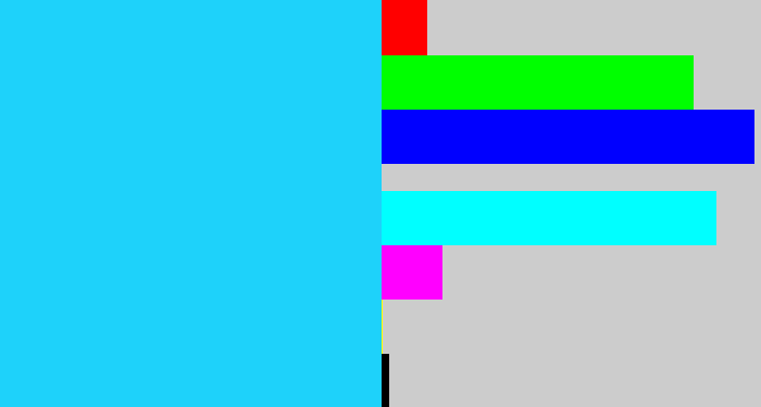 Hex color #1ed2fa - neon blue