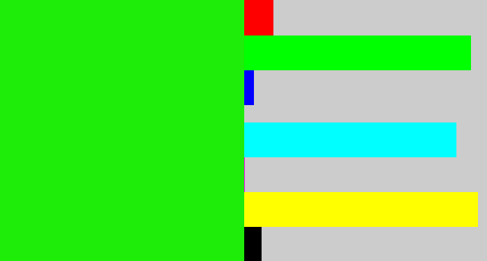 Hex color #1eec09 - highlighter green