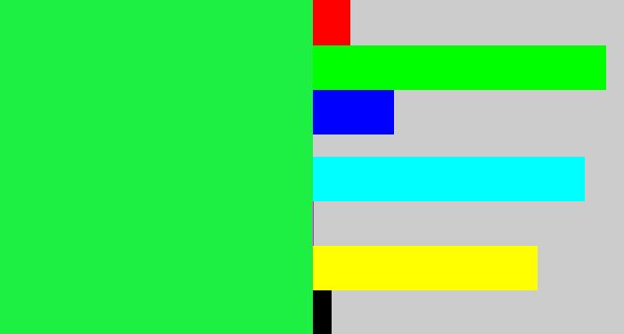 Hex color #1eef43 - bright light green