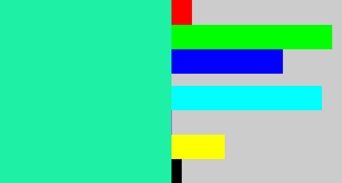 Hex color #1ef0a5 - greenish cyan