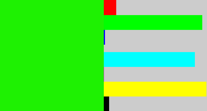 Hex color #1ef102 - highlighter green