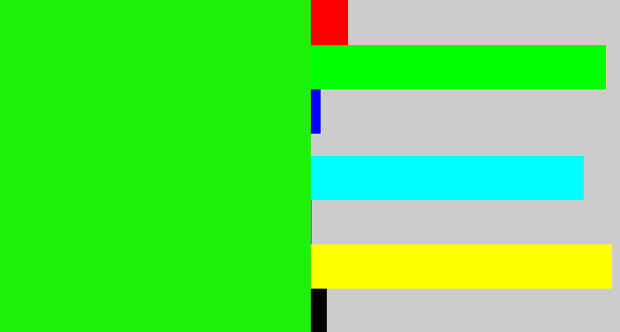 Hex color #1ef108 - highlighter green