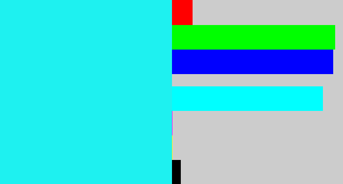 Hex color #1ef1f0 - bright light blue