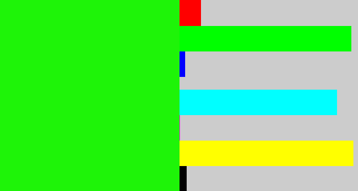 Hex color #1ef408 - highlighter green