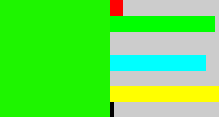 Hex color #1ef500 - highlighter green