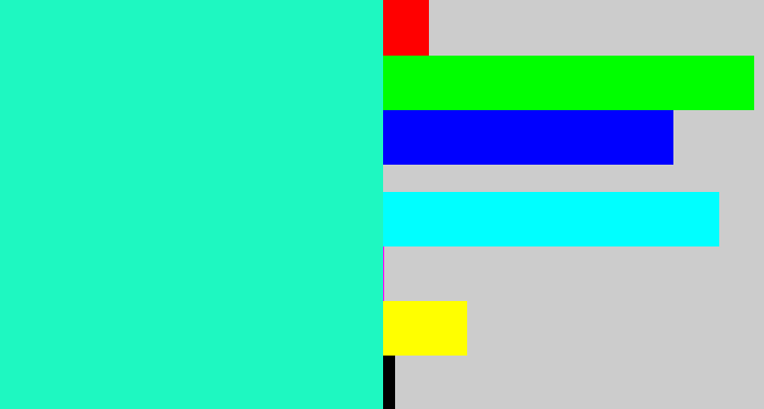 Hex color #1ef8c1 - greenish cyan
