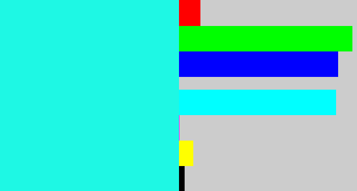Hex color #1ef8e4 - bright aqua
