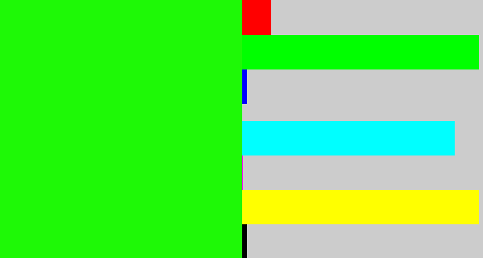 Hex color #1ef906 - highlighter green