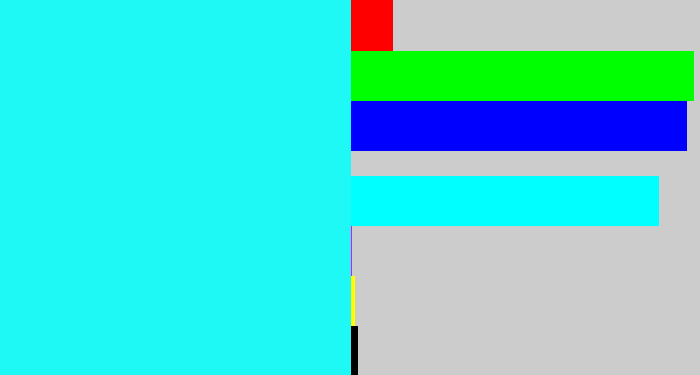 Hex color #1ef9f6 - bright light blue