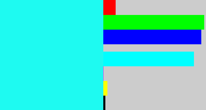 Hex color #1efaf1 - bright light blue
