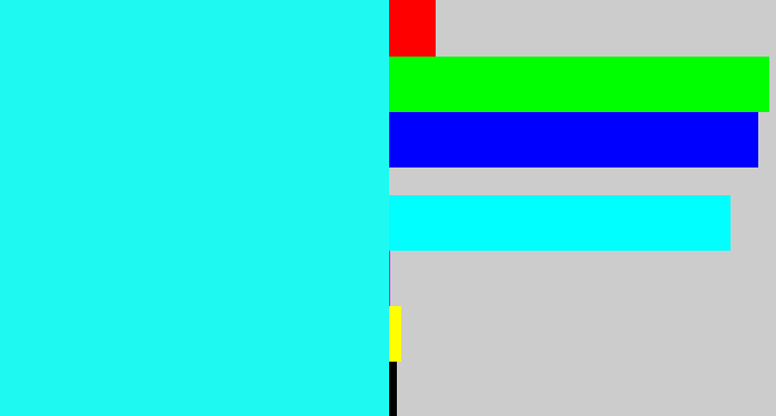 Hex color #1efaf2 - bright light blue