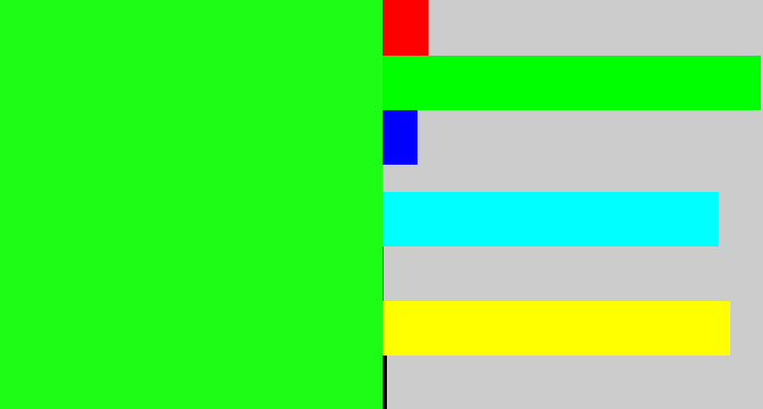 Hex color #1efd16 - electric green