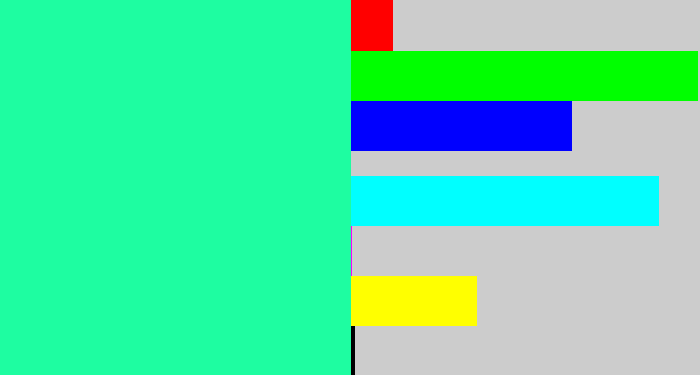 Hex color #1efda1 - greenish cyan