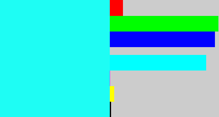 Hex color #1efdf4 - bright light blue