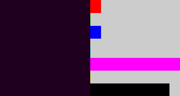 Hex color #1f001f - very dark purple