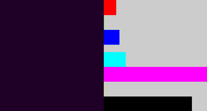 Hex color #1f0027 - very dark purple