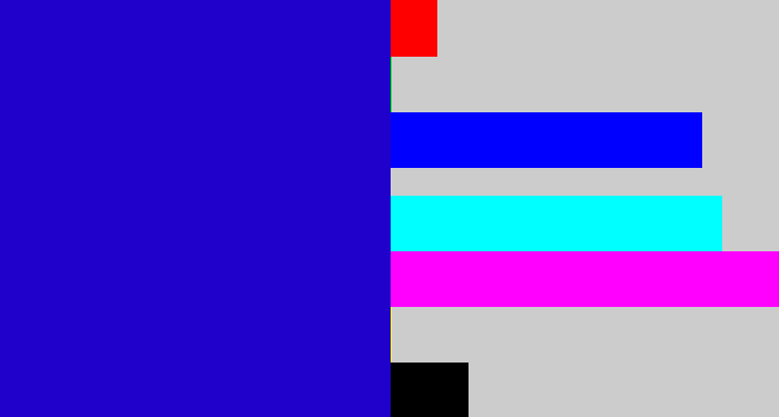 Hex color #1f01cb - ultramarine blue