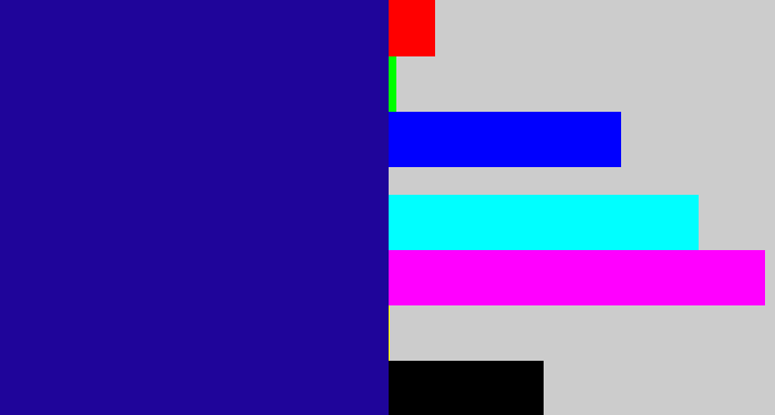 Hex color #1f059a - ultramarine