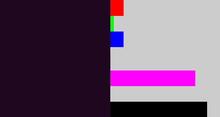 Hex color #1f071f - very dark purple
