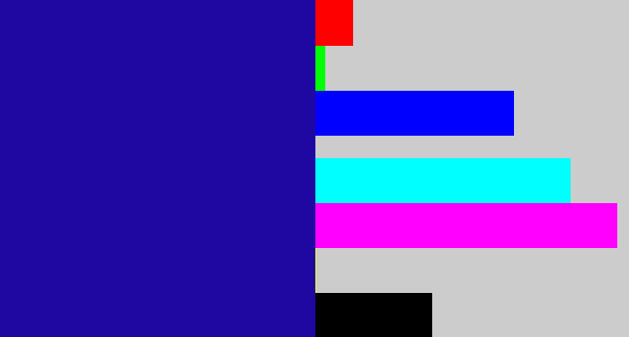 Hex color #1f07a1 - ultramarine