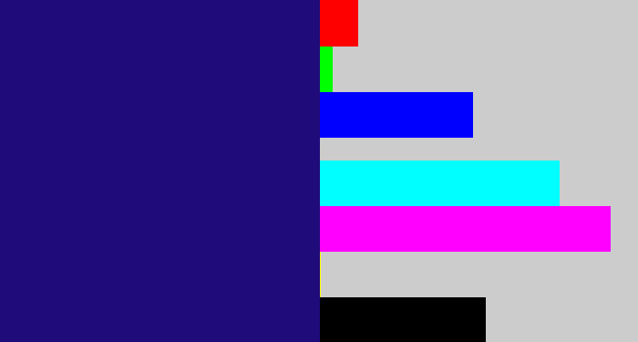 Hex color #1f0b7a - indigo