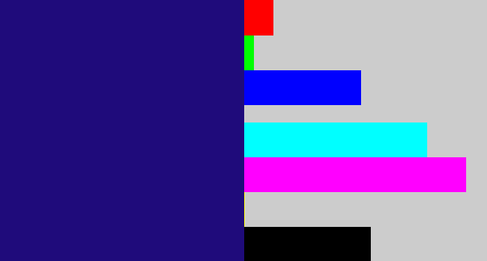 Hex color #1f0b7b - indigo