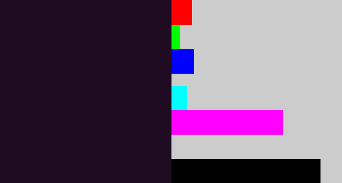 Hex color #1f0c22 - very dark purple