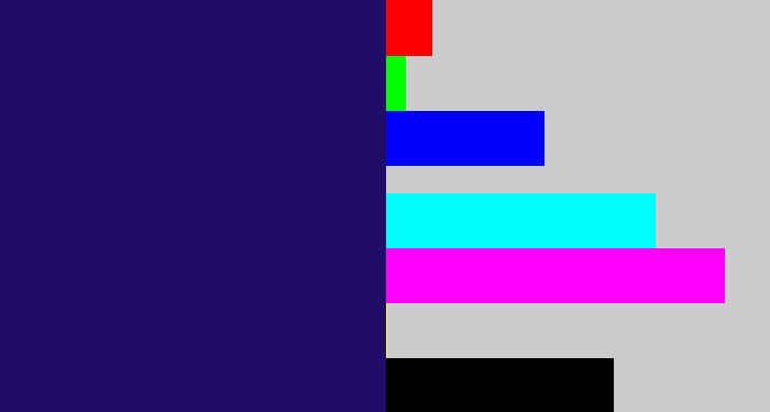 Hex color #1f0d69 - dark indigo