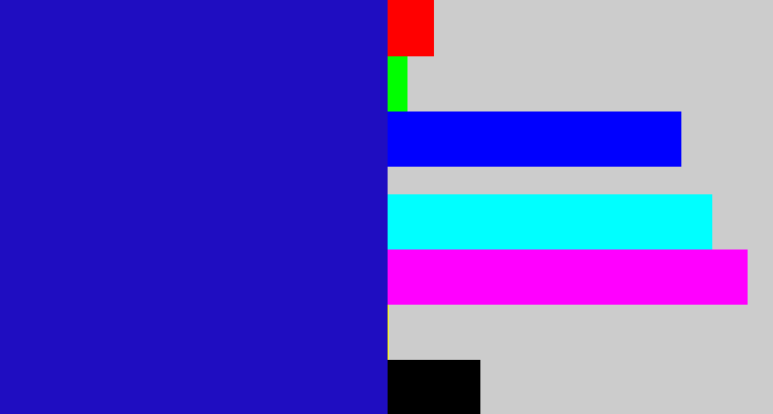 Hex color #1f0dc1 - ultramarine