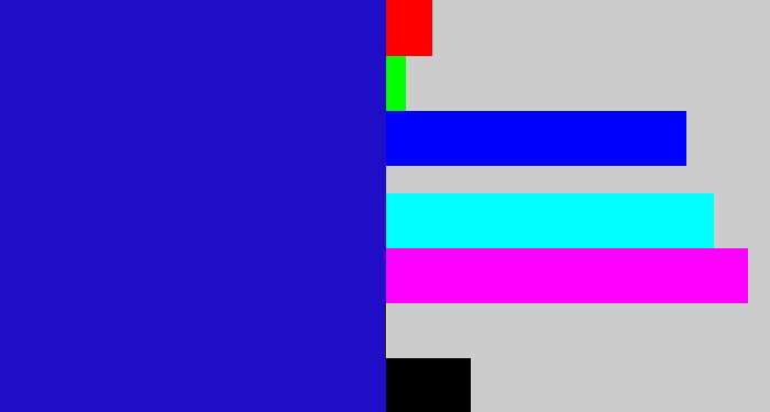 Hex color #1f0dc8 - ultramarine blue