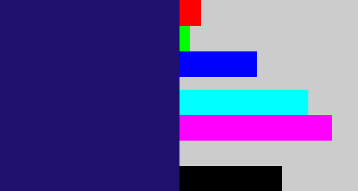 Hex color #1f106e - dark indigo