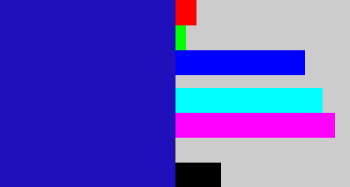Hex color #1f10bc - ultramarine