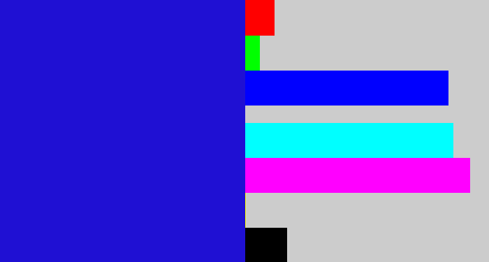 Hex color #1f10d3 - ultramarine blue