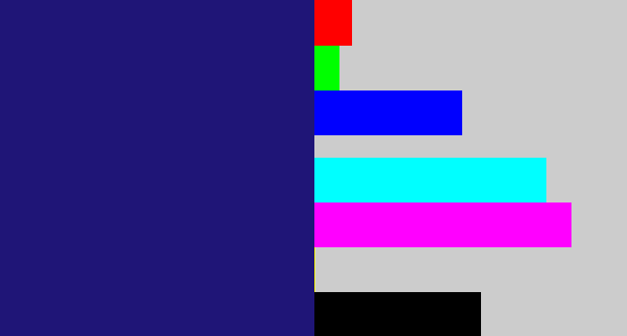 Hex color #1f1577 - deep blue