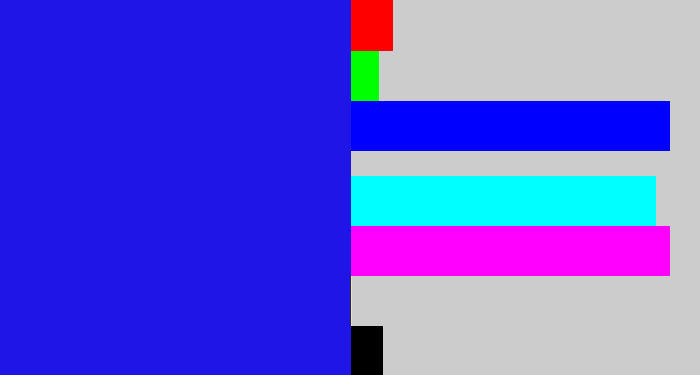 Hex color #1f15e7 - ultramarine blue