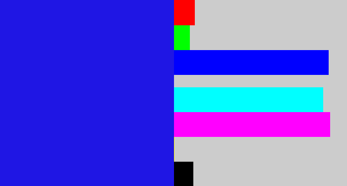 Hex color #1f16e4 - ultramarine blue