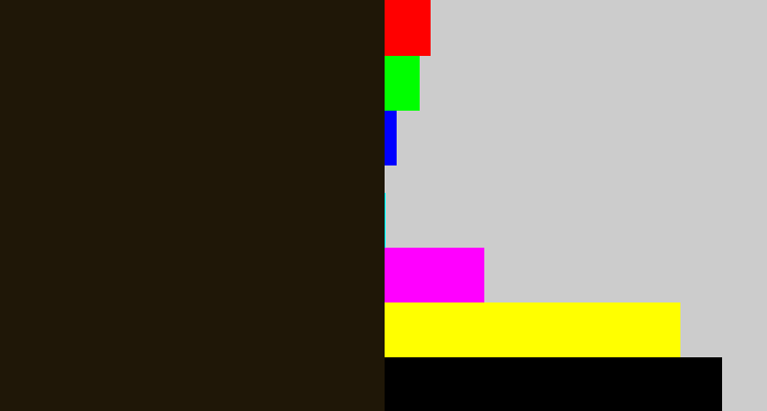 Hex color #1f1707 - dark brown
