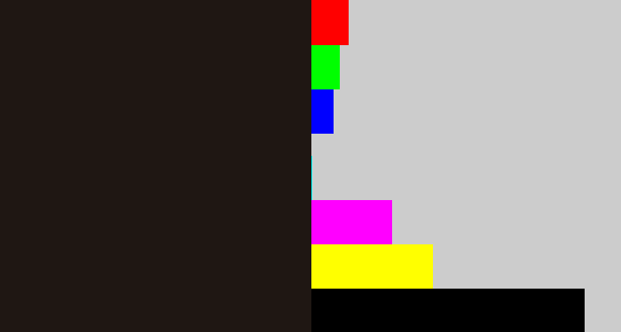 Hex color #1f1713 - almost black