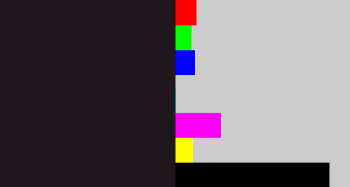 Hex color #1f171c - dark