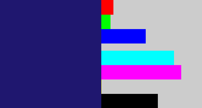 Hex color #1f176f - dark indigo
