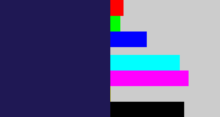 Hex color #1f1854 - dark indigo