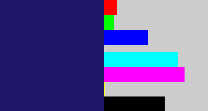 Hex color #1f186a - dark indigo