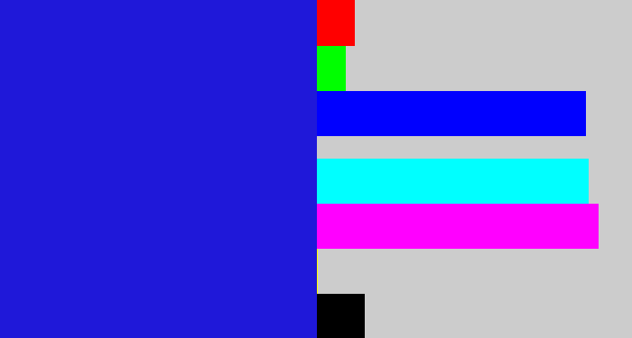 Hex color #1f18d9 - ultramarine blue