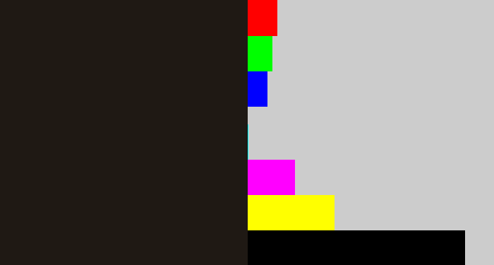 Hex color #1f1914 - almost black